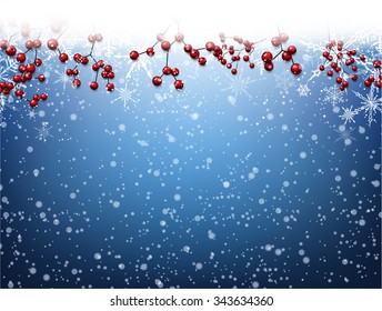 Christmas background with holly. Vector paper illustration.