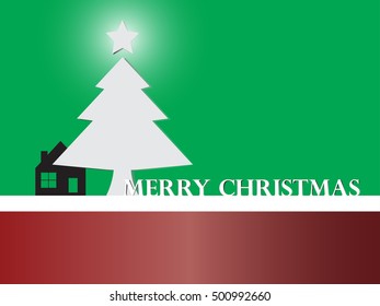Christmas background with home and christmas trees. Vector illustrator design EPS10.