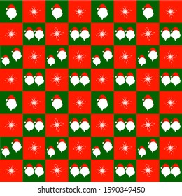 Christmas background Hot Mak table format Santa Claus head character In the green box And snowflakes in the red box For wallpaper Room walls, tiles, clothes, gift wrap and more