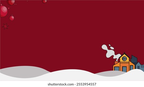 Christmas background with a house in winter and a copy space area, suitable for placement on content with this theme