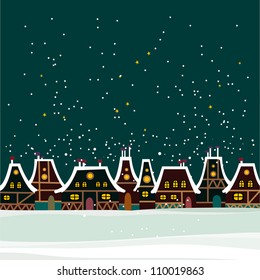 Christmas background with houses