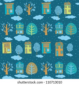 Christmas background with houses
