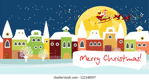 Christmas background with houses