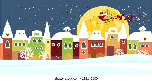 Christmas background with houses