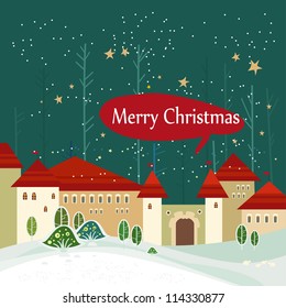 Christmas background with houses