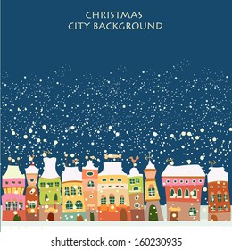 Christmas background with houses