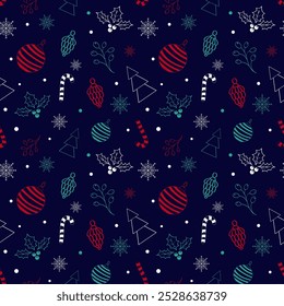 Christmas Background. Christmas Icon Design in a Seamless Arrangement. EPS 10