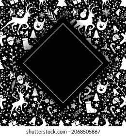 Christmas background with icons and copyspace. Vector