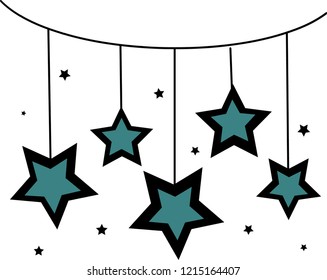 Christmas background. Illustration with blue stars on the white background