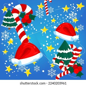 Christmas Background illustration. Cartoon holiday event poster.