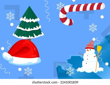 Christmas Background illustration. Cartoon holiday event poster.