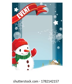 Christmas Background Illustrator with a Snowman