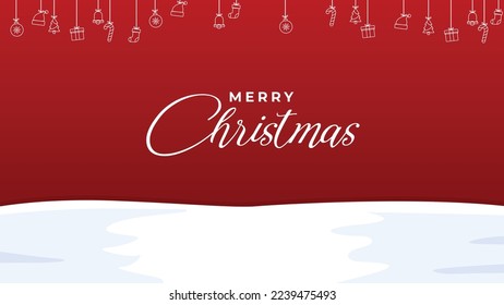 Christmas background image vector image format Red background with Christmas snow