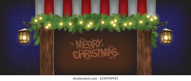 Christmas background with the inscription Merry Christmas.  Highly realistic illustration.