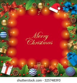 Christmas background with isolated decorative elements. Vector illustration
