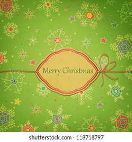  Christmas background with label and snowflakes