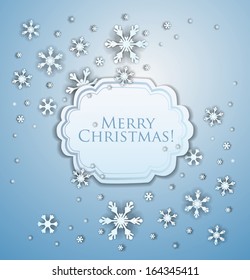 christmas background with label and snowflakes