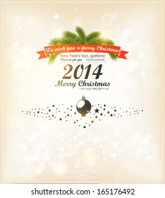 Fondo navideño con bokek de fondo vectorial de copas de nieve y etiqueta