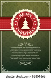 Christmas background with label and snowflakes vector background