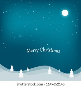Christmas background with landscape and night sky design