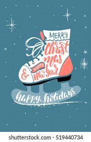 christmas background with lettering in form skate