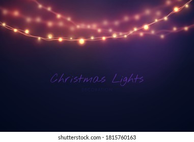 Christmas background with Light bulb garland. Vector christmas lights
