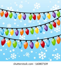 Christmas background with light bulbs