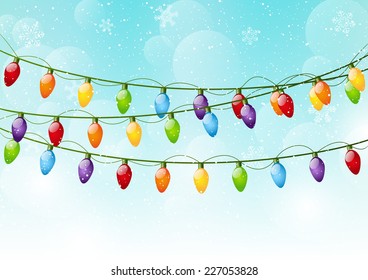 Christmas background with light bulbs