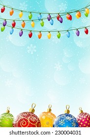 Christmas background with light bulbs