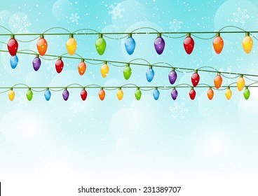 Christmas background with light bulbs