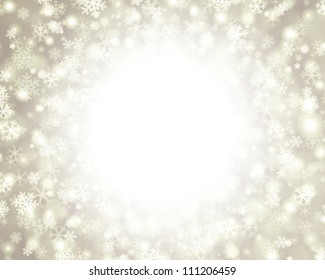 Christmas background light and snowflakes vector image. Eps 10.