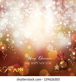 Christmas background with lights and ball with space to insert your own text-transparency blending effects and gradient mesh-EPS10