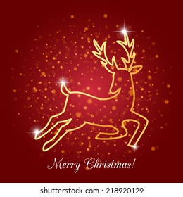 Christmas background with lights and deer. Vector image eps10 