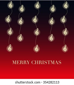 Christmas background with lights in the shape of clef