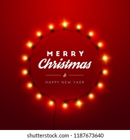 Christmas background with Christmas lights. Vector illustration.
