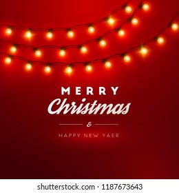 Christmas background with Christmas lights. Vector illustration.