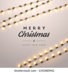Christmas background with Christmas lights. Vector illustration.