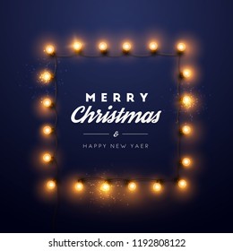 Christmas background with Christmas lights. Vector illustration.