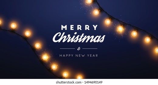 Christmas background with Christmas lights. Vector illustration.