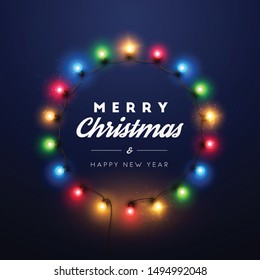 Christmas background with Christmas lights. Vector illustration.