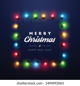 Christmas background with Christmas lights. Vector illustration.