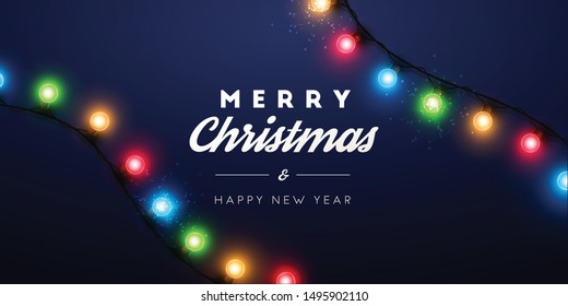Christmas background with Christmas lights. Vector illustration.