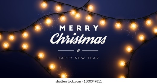 Fondo de Navidad con luces de Navidad. Ilustración vectorial.