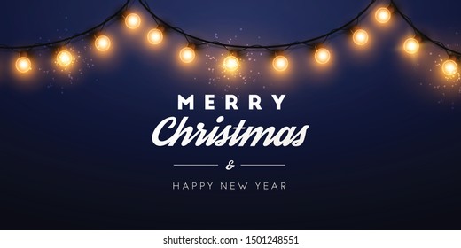 Christmas background with Christmas lights. Vector illustration.