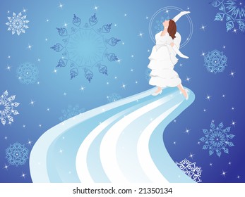 christmas background with lovely fairy, Illustration