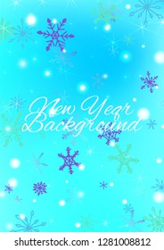 Christmas Background with Lovely Snowflakes and Shiny Lights. Festive Background for Christmas Decoration, Brochure, Card. Vertical A4 Vector Background.