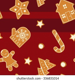 Christmas Background made of Gingerbread cookies. Vector Illustration