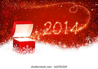 Christmas background with magic box
