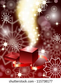 Christmas background with magic open gift box , eps10