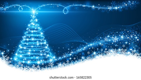 Christmas background with magic tree